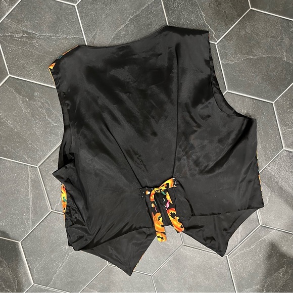 VTG 90s Jack-o'-lantern Pumpkins All Over Print Halloween Vest - Picture 5 of 7